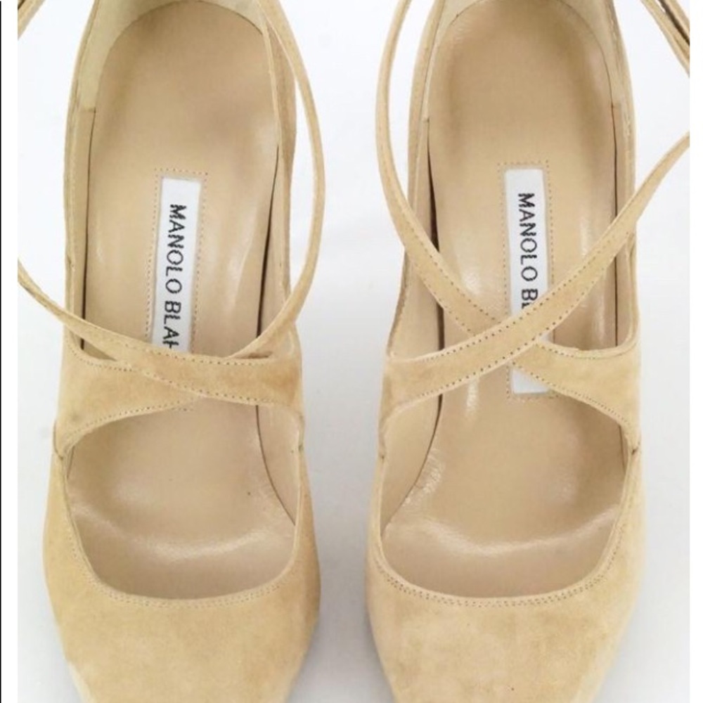 MANOLO BLAHNIK BB Nude Suede TUGIA 105mm Point Toe Stiletto Pump 8.5US 38.5EU - Picture 7 of 12